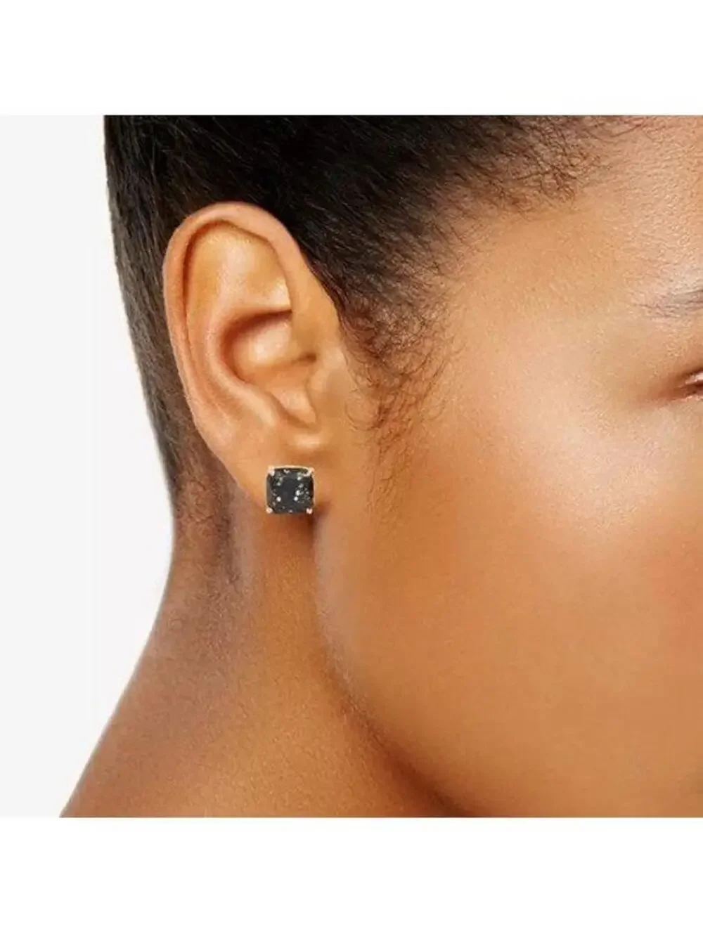 Kate Spade Mini Square Stud Earrings Black/ Glitter